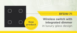 Wireless switch RFDW-71 / B in luxury glass design with integrated dimmer photo